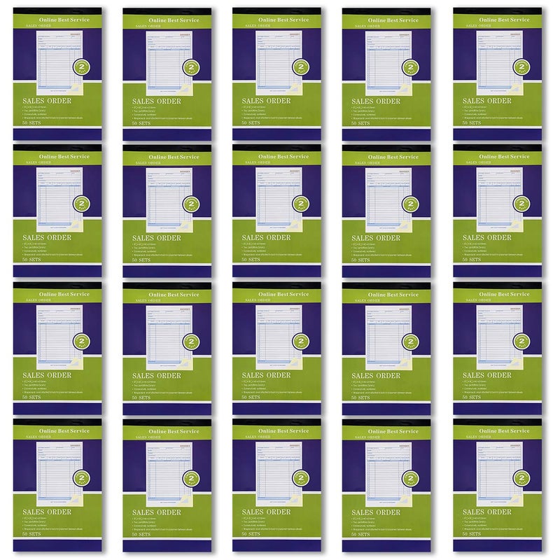 MegaDeal 20 Pack Large Sales Order Book Receipt Invoice Duplicate Carbon Copy 50 Sets 5.5" X 8"5 - Image 1
